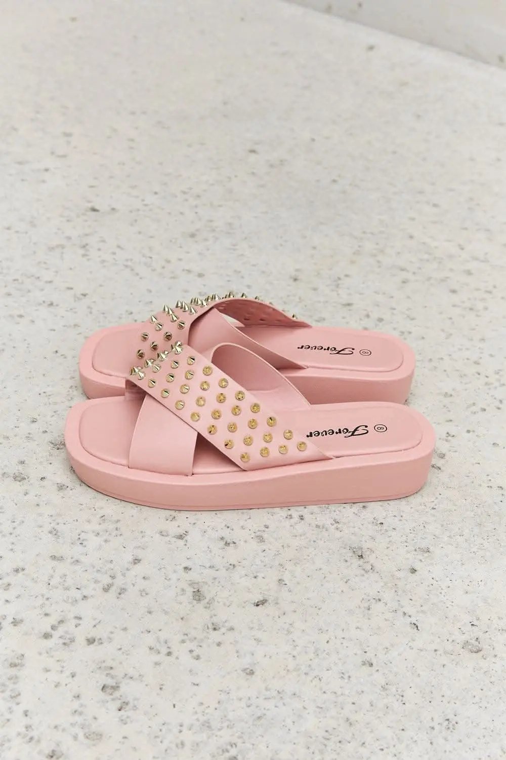 Blush studded cross strap sandals - Love Salve